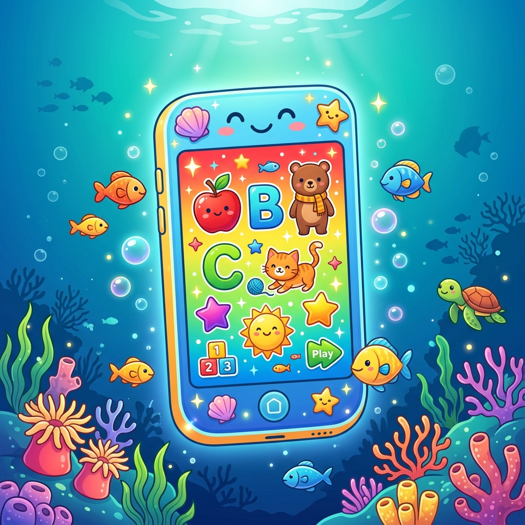 TinyTalker educational app showing colorful alphabet and animal learning interface